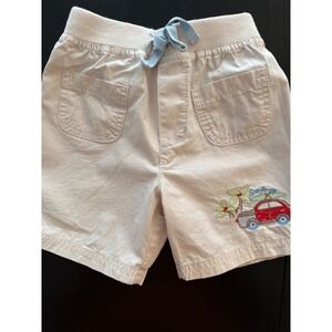Laura‎ Ashley Baby Surfs Up Shorts Toddler Boys 12m Beige Embroidered Beach Fun